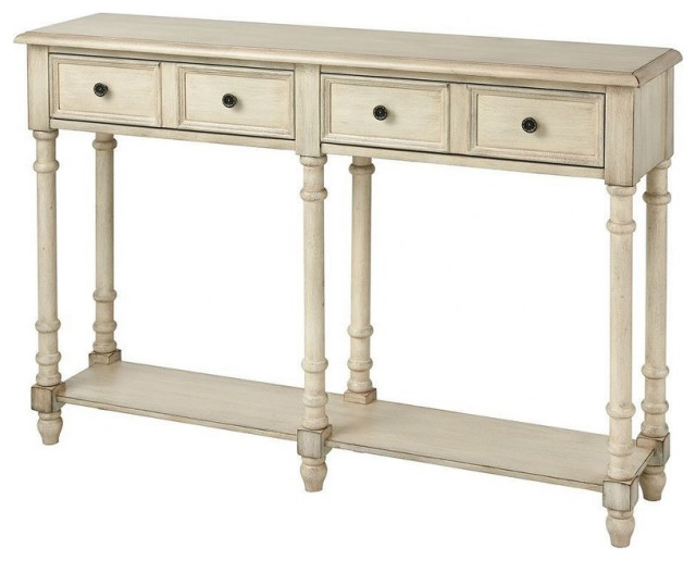 48" Console TableAntique Cream Finish, Furniture, Console Farmhouse Console Tables by