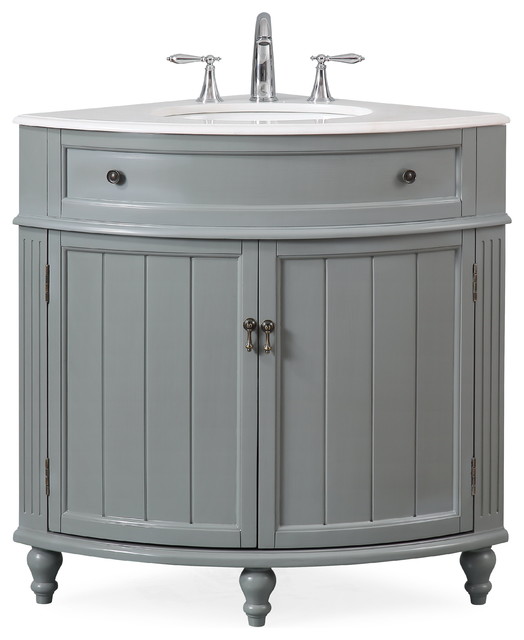 In Stock 24 Thomasville Gray Corner Bathroom Vanity Traditional Bathroom Vanities And Sink Consoles By Chans Furniture Houzz