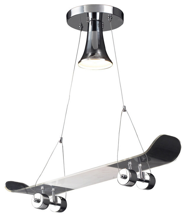 Elk Lighting Novelty Chrome Skateboard 24'' Wide Pendant