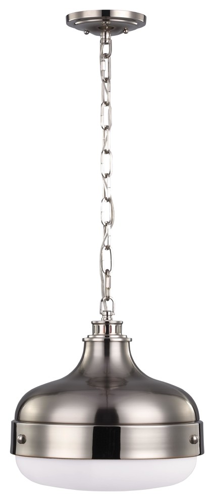 Cadence 2-Light Pendant, Polished Nickel/Brushed Steel White