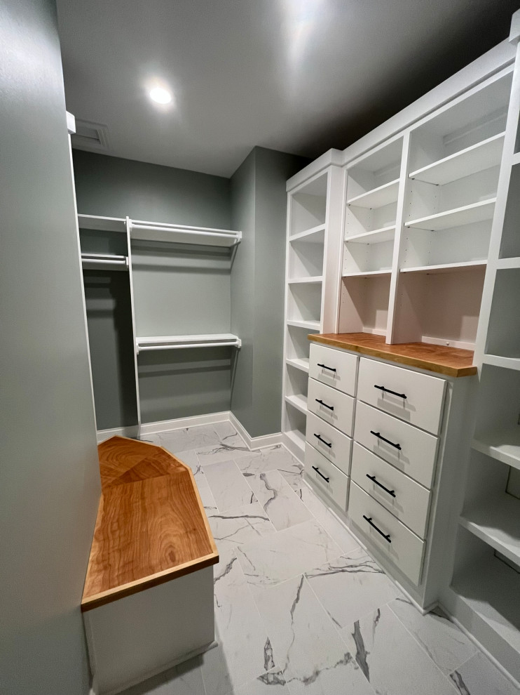 Modern Bathroom with Dual Vanities and Walk-In Shower