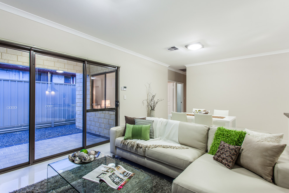 Design ideas for a contemporary living room in Perth.
