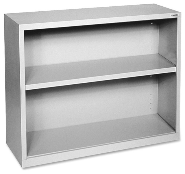 Lorell Fortress Series Bookcases 2-Shelf, Steel, 13"X34.5"X30", Light Gray