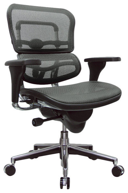 Gray and Silver Adjustable Swivel Mesh Rolling Office Chair, Gray, Black