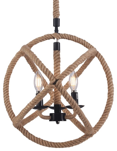 Raekor 15 Industrial Hemp Rope Metal Round Sphere Cage Hanging