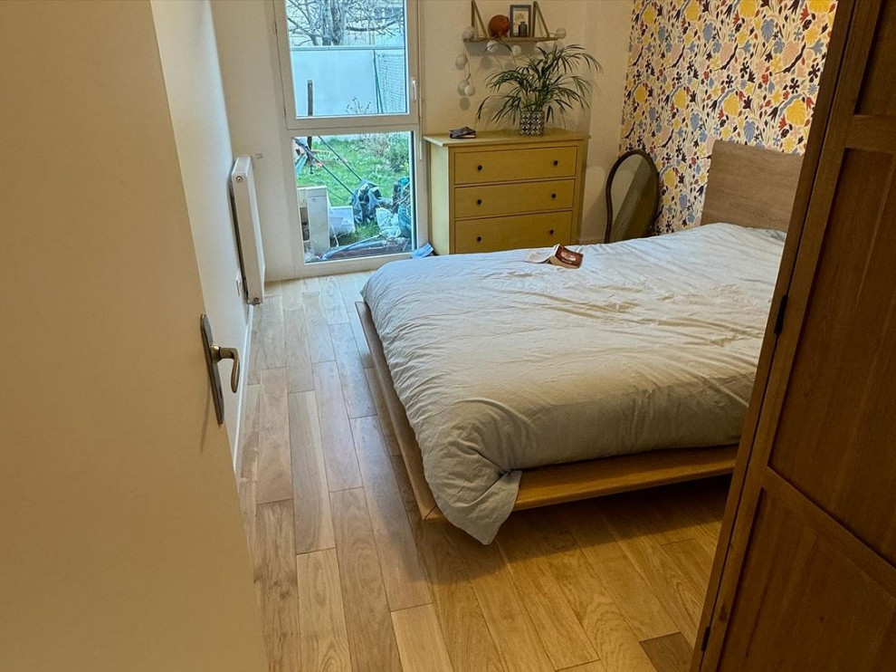 Pose parquet collé