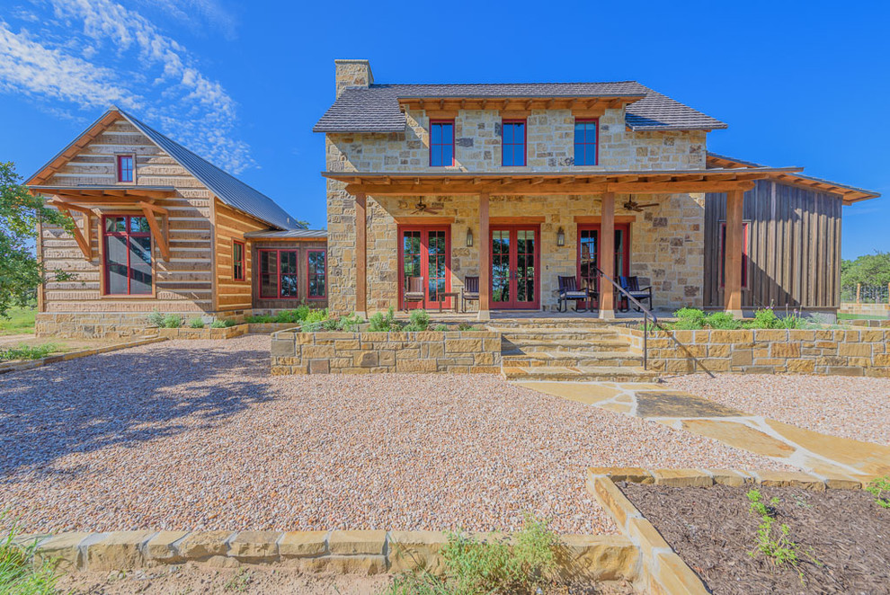 Mountain style home design photo in Austin