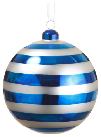 Silk Plants Direct Glass Ball Ornament, Pack of 6, Blue White
