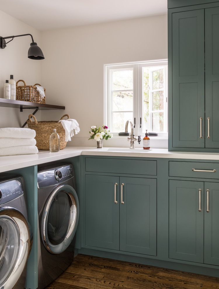 Inspiration for a mediterranean laundry room remodel in San Francisco