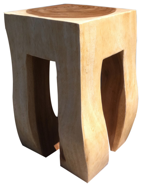 Rock 'n Roll Natural Wood Stool - Contemporary - Accent And Garden