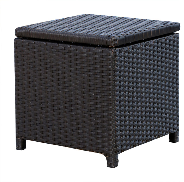 Newport Outdoor Wicker Storage Ottoman Tropical Outdoor Footstools