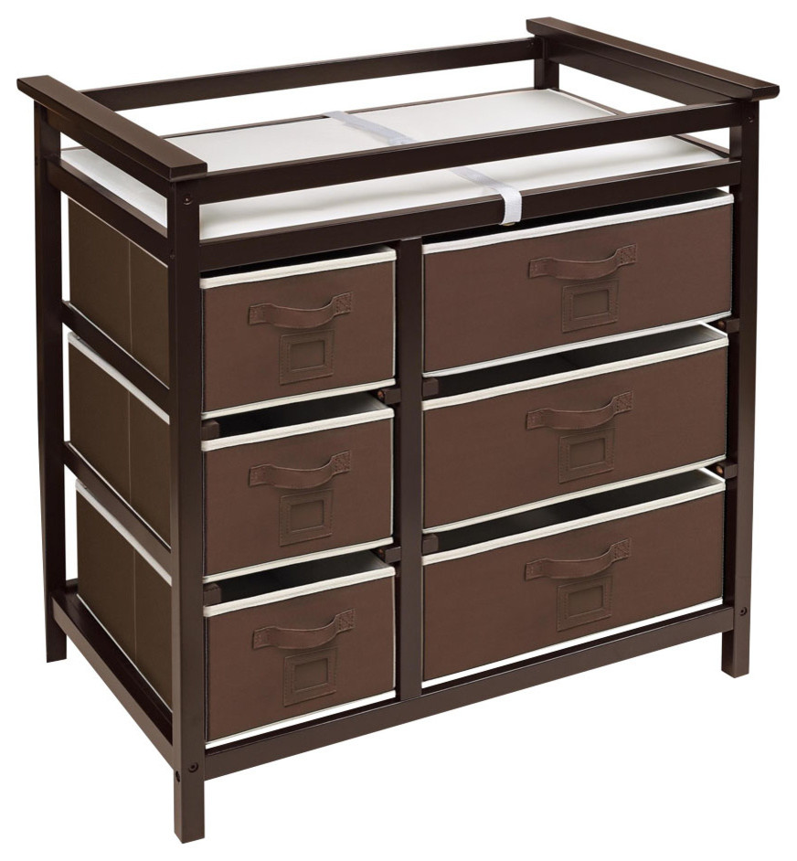 badger basket modern baby changing table with hamper and 3 baskets