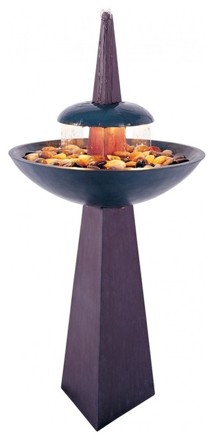 Kenroy Home San Marco Wall Fountain - Plum Bronze Finish, 35" Tall Outdoor Water Feature With LED Light