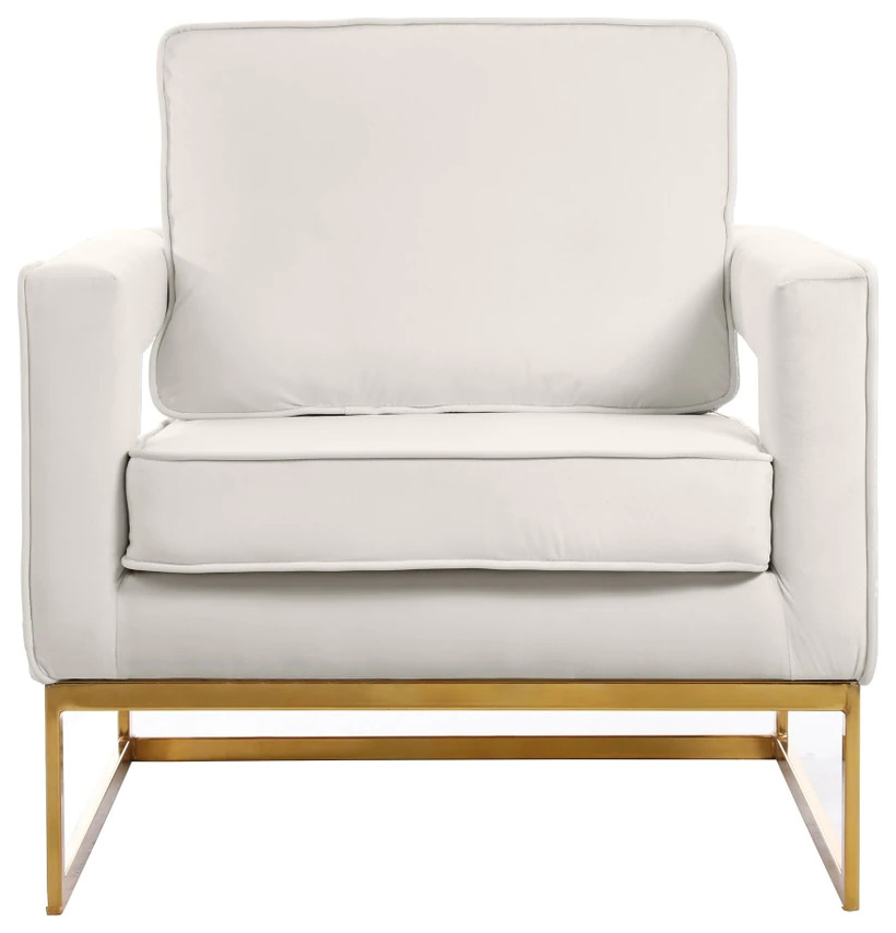 Issac Velvet Accent Chair Cream Contemporary Armchairs And Accent