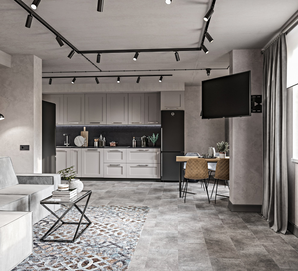 Серая квартира лофт