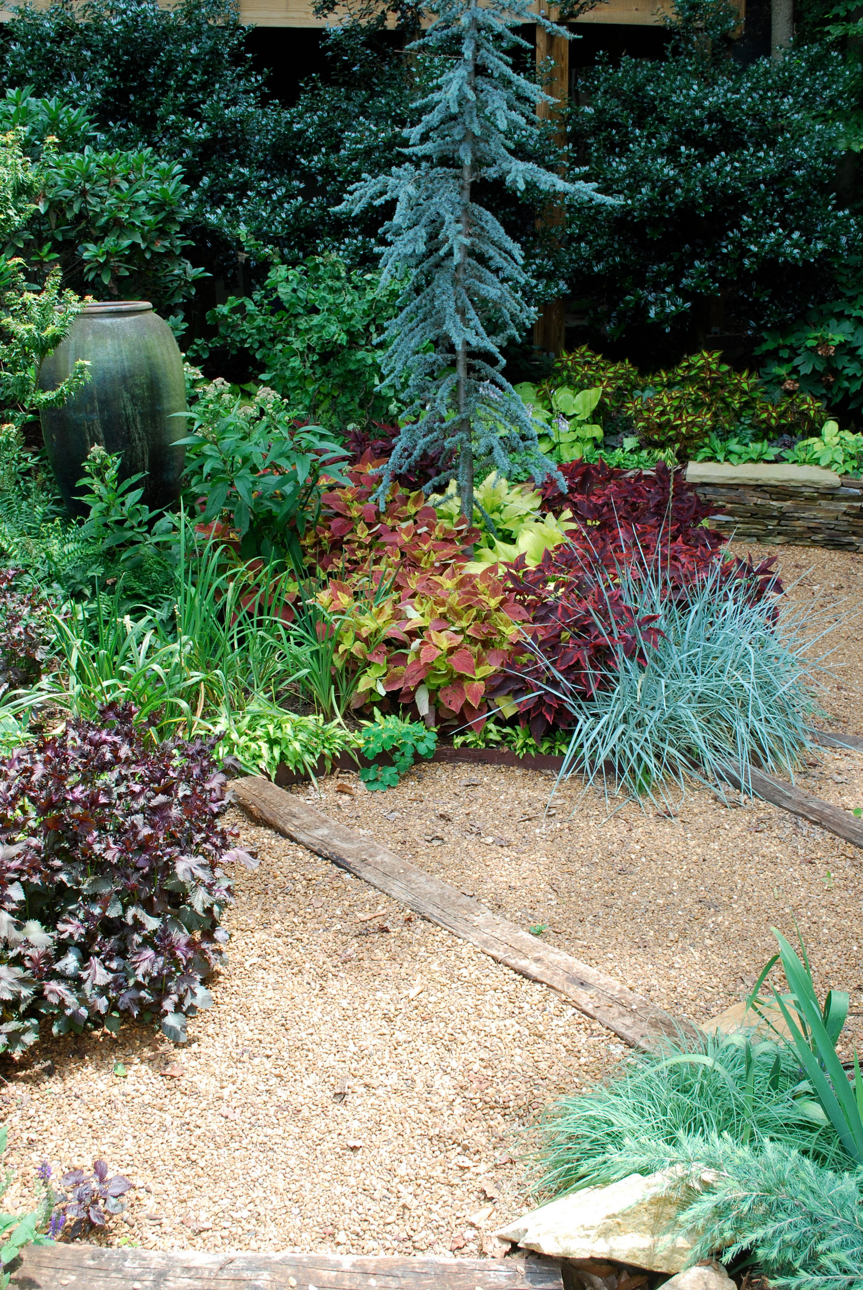 Lawnless front garden.