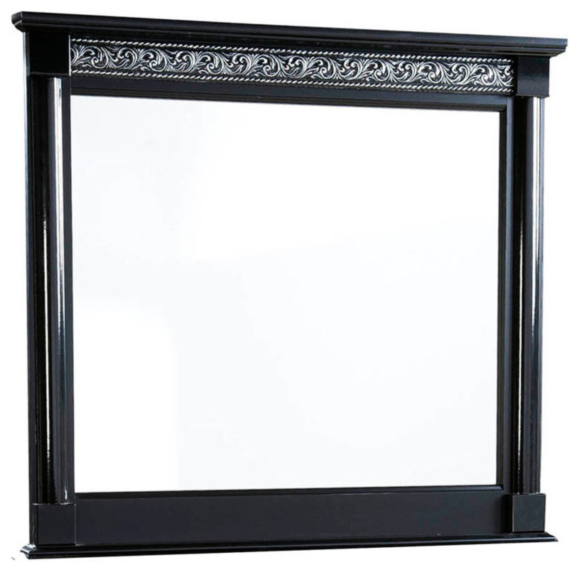 Standard Furniture Venetian Black Rectangular Mirror in Black