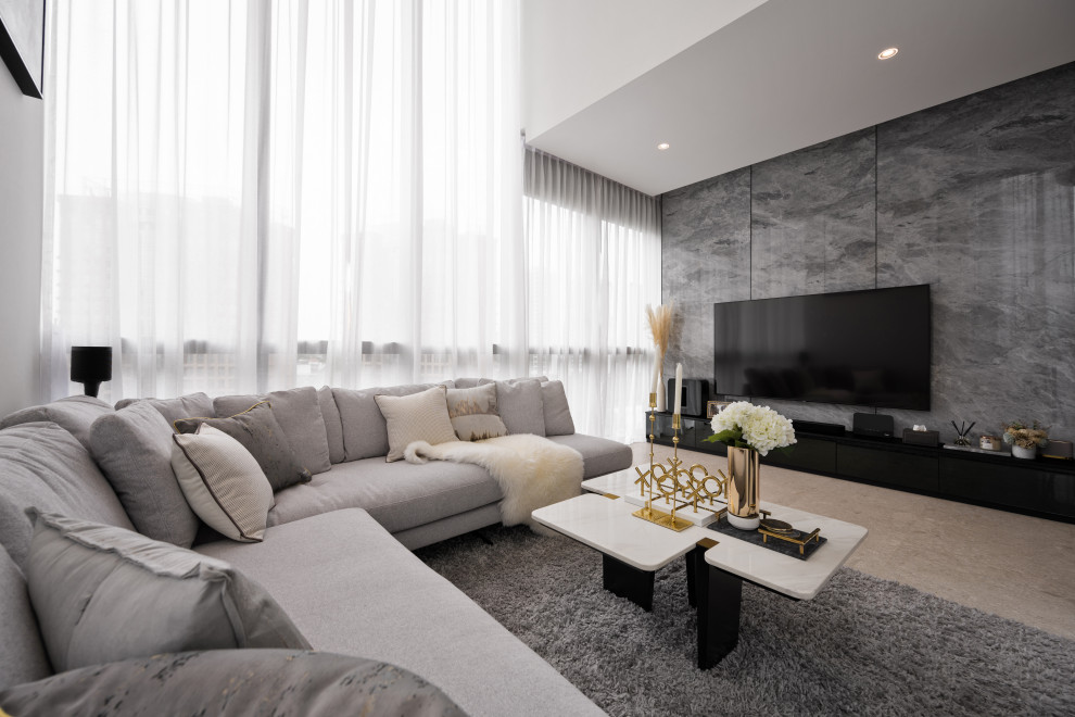 This is an example of a contemporary living room in Singapore.