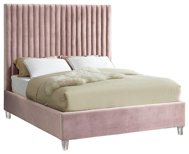 Candace Velvet Bed, Queen Contemporary Platform Beds by Meridian