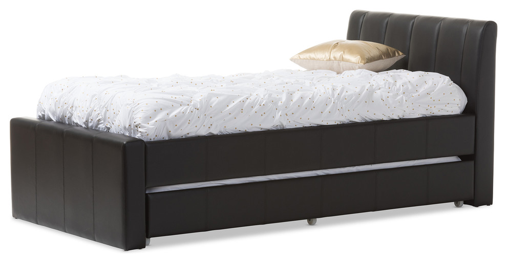 Cosmo Faux Leather Twin Size Trundle, Leather Twin Bed With Trundle