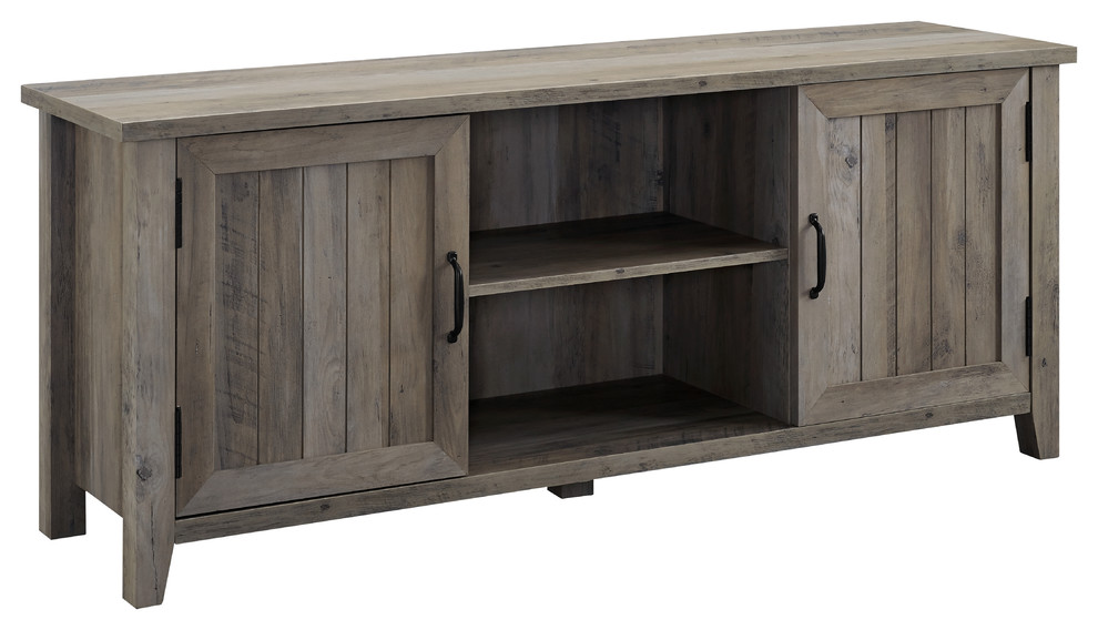 58 Modern Farmhouse Grooved Door Tv Stand Gray Wash