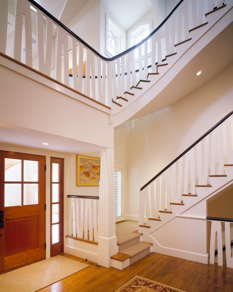 Design ideas for a traditional foyer in Boston with medium hardwood floors.