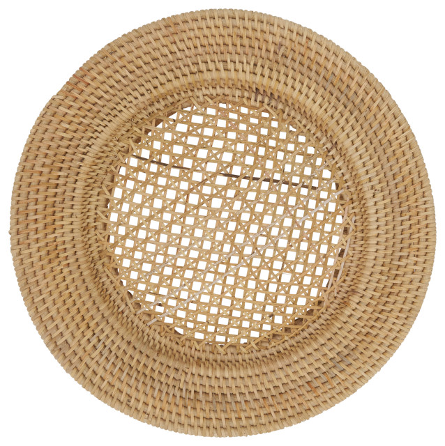 Round Design Rattan Charger Plates, Set Of 4 Pcs - Tropical - Charger 