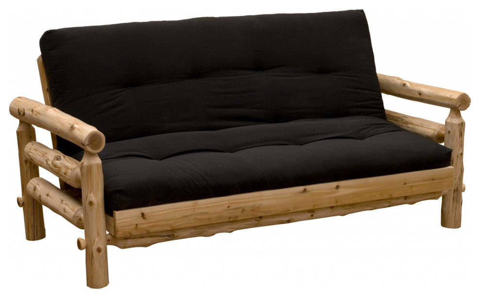 HomeRoots Authentic Log Cabin Natural Cedar Futon Rustic Futons