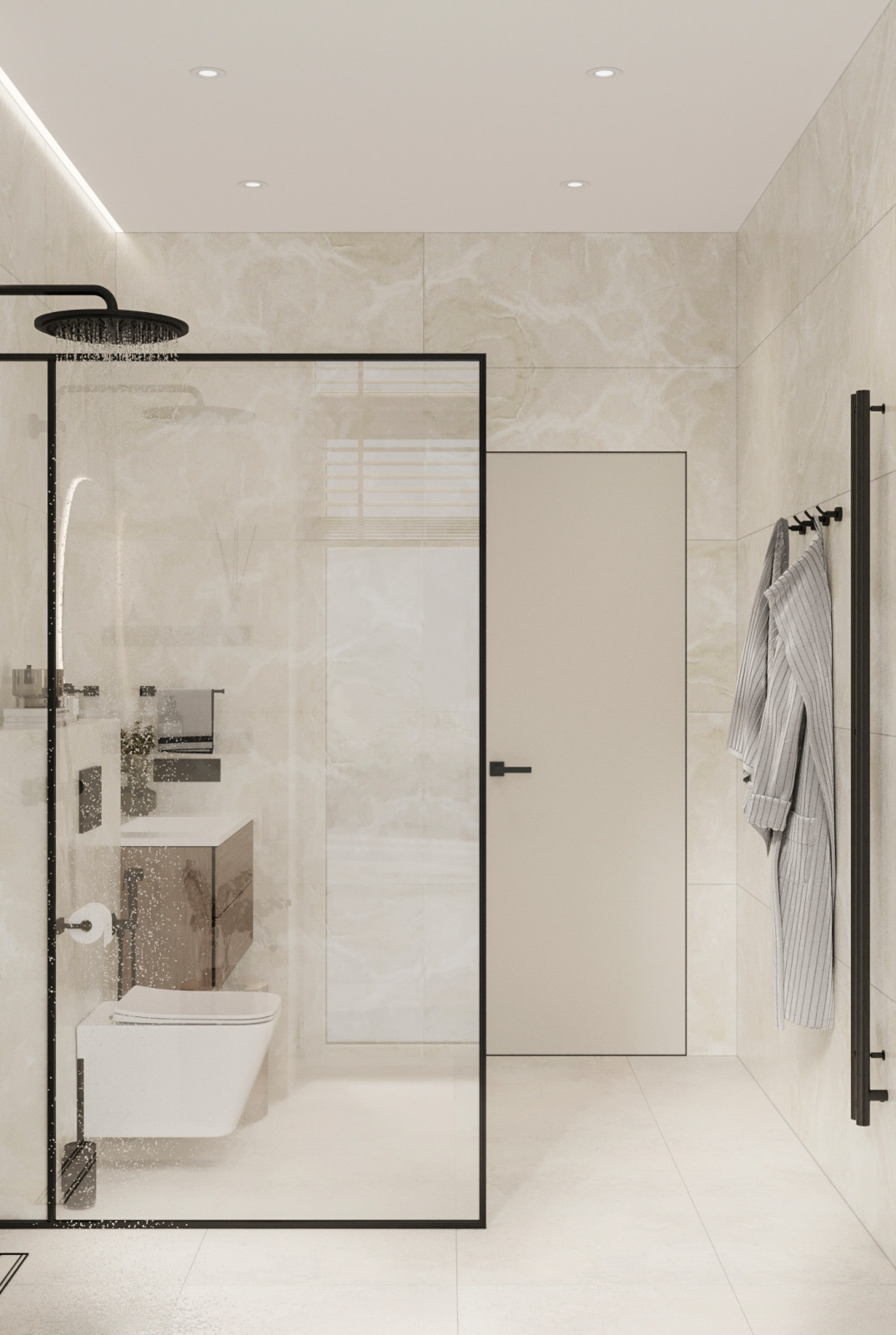 Стильный интерьер коттеджа с женской и мужской спальнями