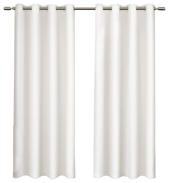 Tweed Textured Linen Blackout Grommet Curtain Panel Pair