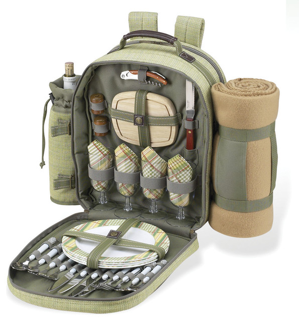 Hamptons Picnic Backpack With Blanket, For 4