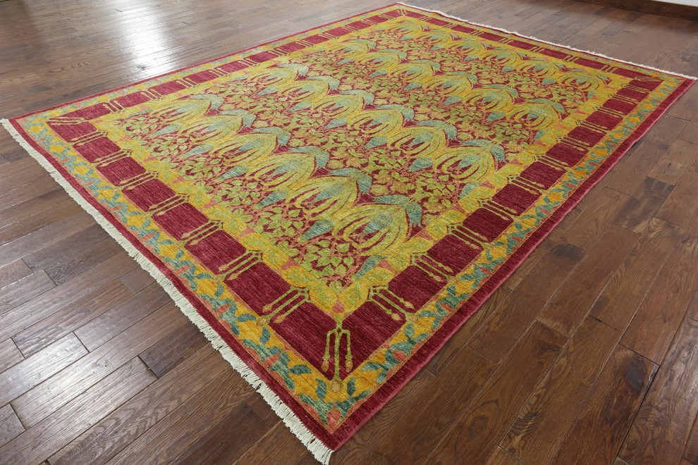 9x12 Hand Knotted Morris Design Arts & Crafts Area Rug, P5204, 9'0"x11'8" Craftsman Area