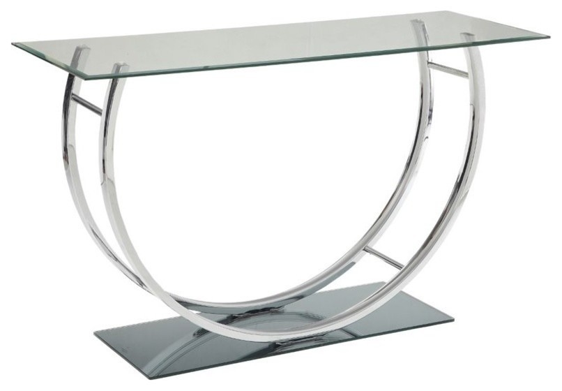 Coaster Contemporary U-Shaped Glass Top Sofa Table in Chrome