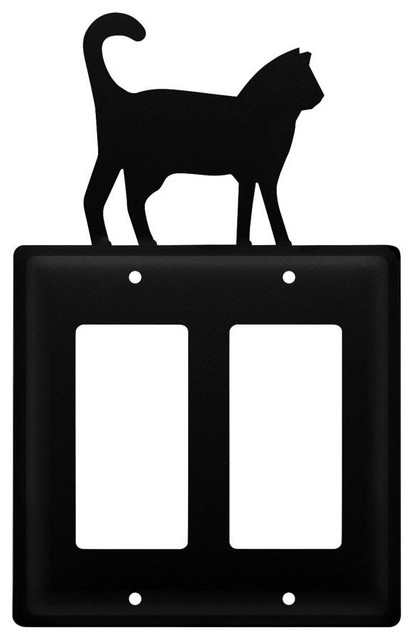Wrought Iron Cat Double GFCI Cover