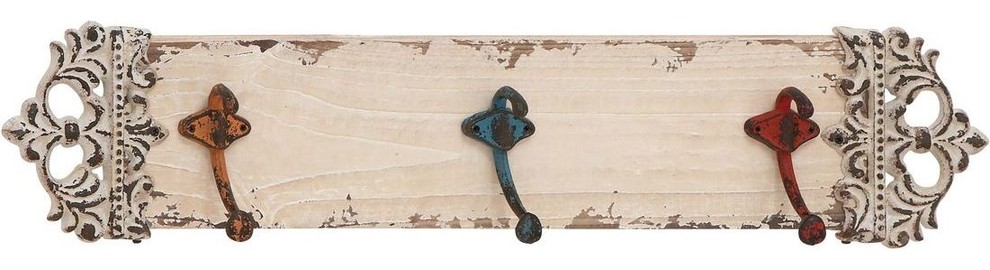 Metal Wall Hook in Rich Ivory Finish and Elegant Design