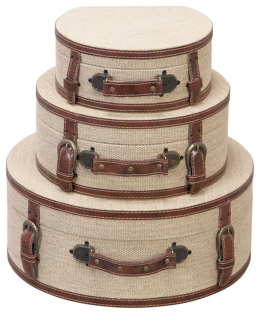 Bon Voyage Decorative Stacking Trunks Set Of 3 Modern Storage
