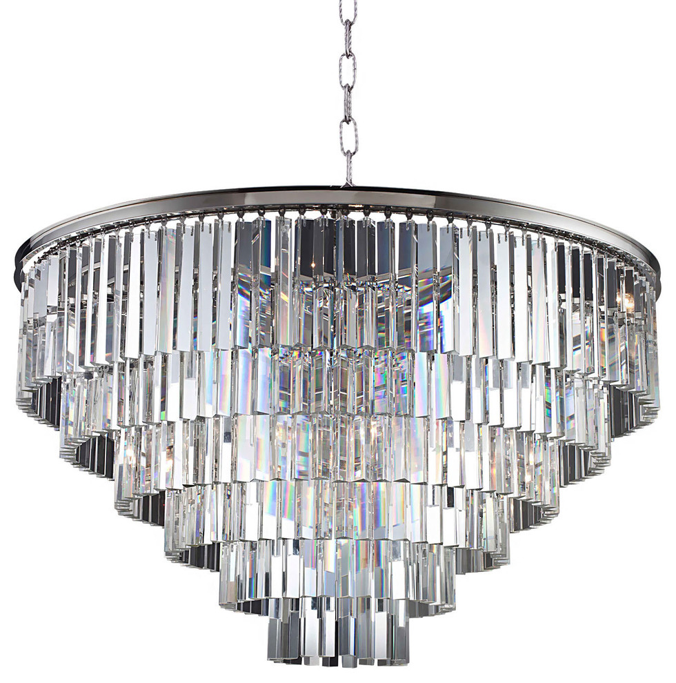 Fringe 33-Light Chandelier, Polished Nickel, Clear, Without LED Bulbs