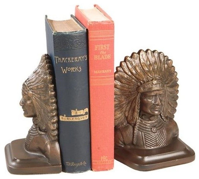Bookends Bookend AMERICAN WEST Lodge Chief Sitting Bull Resin