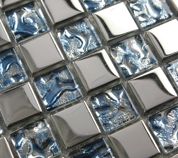Stainless steel tile glass tiles glass mosaic bathroom tiles SSMT010