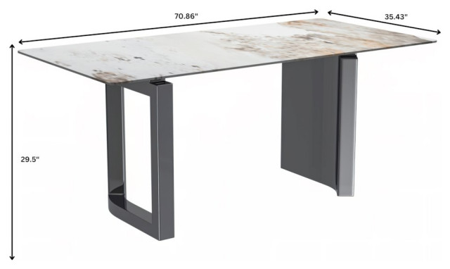 Dining Table Stainless Steel Base, With 71 White Grey Sintered Stone ...