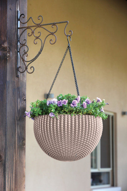 Hanging Planter Set of 2 Resin Rattan Planters by Keter, Beige -  Scandinavian - Patio - Indianapolis - by keter | Houzz