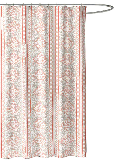 Beach C Geometric Stripe Shower, Shower Curtain Pink