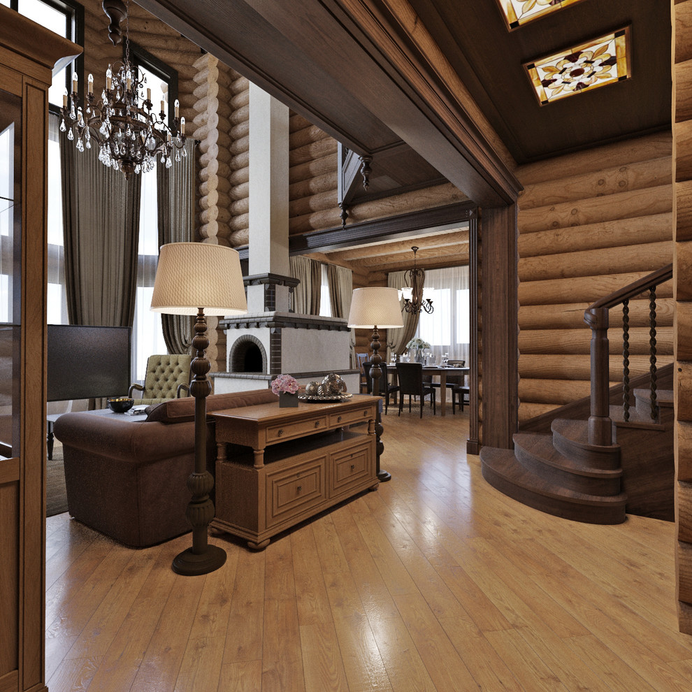 Интерьер загородного деревянного дома