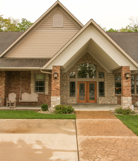 Expansive Front Entry rustic-veranda