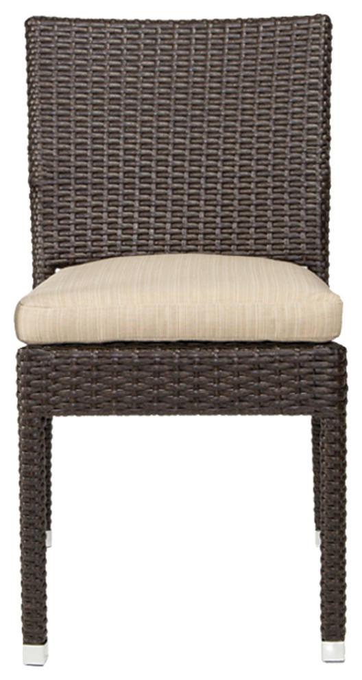 Zuma Dining Side Chair With Sunbrella Cushion, Espresso Brown