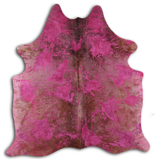 ACID WASHED HAIR ON Cowhide Rug DE DISTRESSED PINK, 5'x7' to 6'x8