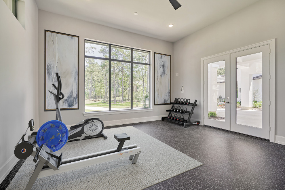 Transitional home gym in Houston.