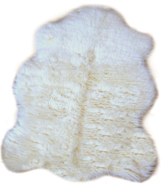 Premium Faux Fur Sheepskin Accent Rug, 5'x7' Contemporary Area Rugs