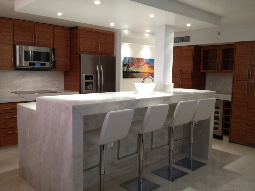 Contemporary Modern Miami Beach Condo Kitchen Renovation Contemporary