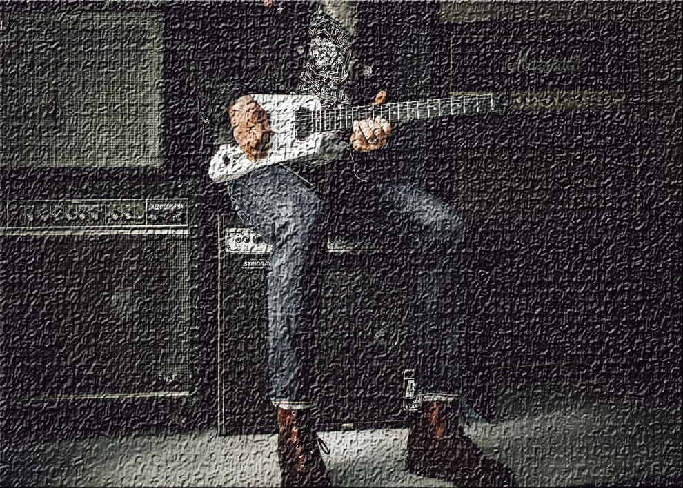 Man Playing Electric Guitar Area Rug 5 0 X7 0 Contemporary Novelty Rugs By Rug Tycoon